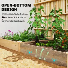 Outsunny Raised Garden Bed, Wooden Planter Box with Divider and Open Bottom for Flowers, Herbs, Vegetables, DIY Painting - 5