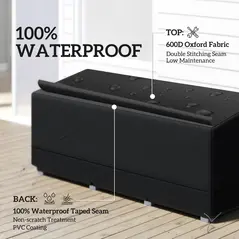 Outsunny Rectangular Patio Garden Furniture Cover Waterproof for 3 Seater Sofa Bistro Set, UV Resistant Protection 600D Oxford Fabric Rattan Lounge Clean Cover, 190 x 72 x 76cm, Black - 4