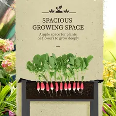 Outsunny Raised Garden Bed Outdoor Elevated Wood Planter Box w/ PE Cover, Dark Grey - 7