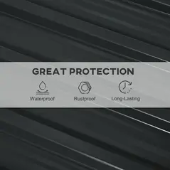 Outsunny Set of 12 Corrugated Steel Roof Sheet Panels - Dark Grey - 6