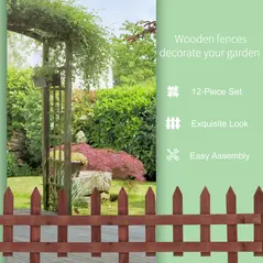 Outsunny Set of 12 Wooden 60cm Garden Fence Pieces - 6