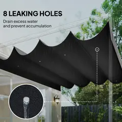 Outsunny Retractable Pergola Canopy Only, 3.92 x 3.5 m, UV30+ Replacement Canopy Cover for 4 x 3 m Pergola, Dark Grey - 6