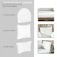 Outsunny Rattan Egg Chair with Cushions and Pillows, Khaki - 6