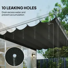 Outsunny Retractable Pergola Cover, 3.5 x 2.6 m Replacement Canopy Fabric for 4 x 3 m Frame, Roof Top Only, Dark Grey - 6