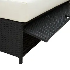 Outsunny Rattan 2-Seater Sofa Sun Lounger Bed-Black - 8