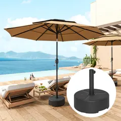 Outsunny Round Garden Parasol Base, Garden Umbrella Stand Heavy Duty Parasol Base, Filled Up to 20kg with Stand or 18kg with Water for 38, 48 mm Poles, Black - 2
