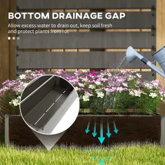 Outsunny Raised Bed for Garden, Planter with Trellis for Climbing Plants, Vines, Planter Box with Drainage Gap, Dark Grey - 6