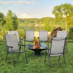 Outsunny Set of Six Folding Garden Chairs - Grey - 2