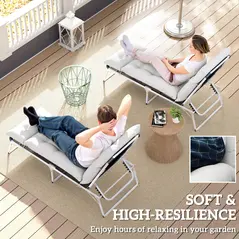 Outsunny Set of Two 190 x 56cm Sun Lounger Cushions - Light Grey - 5