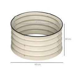 Outsunny Set of 2 Raised Garden Bed, Metal Planter Box with Safety Edging, Easy-to-assemble Stock Tank, Cream White - 3