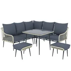 Outsunny Six-Piece Rattan Strong Garden Sofa Set - Grey - 1