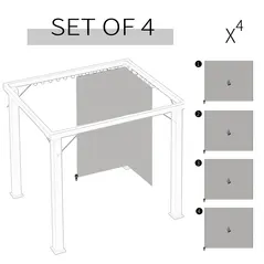Outsunny Set of Four 3 x 3m Gazebo Replacement Walls - Light Grey - 4