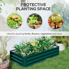 Outsunny Set of 2 Raised Beds for Garden, Galvanised Outdoor Planters for Herbs Vegetables, Use for Patio Balcony, Green - 6