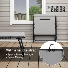 Outsunny Set of Two Reclining Sun Loungers - Light Grey - 5