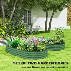 Outsunny Set of Two 181 x 93cm Steel Planters - Green - 4