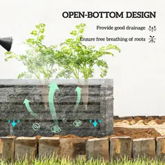 Outsunny Set of Two 110 x 50cm Steel Planter Boxes -  Dark Grey - 5
