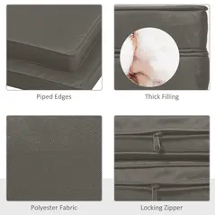 Outsunny Set of 2 Garden Chair Cushions with Ties, 45 x 45 cm Replacement Cushions for Outdoor Furniture, Dark Grey - 4