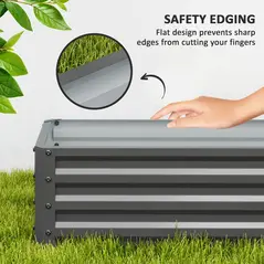 Outsunny Set of Two 110 x 50cm Steel Planter Boxes -  Light Grey - 6