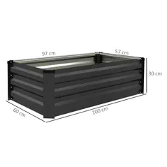 Outsunny Set of Two 100 x 60cm Steel Planter Boxes - Grey - 3