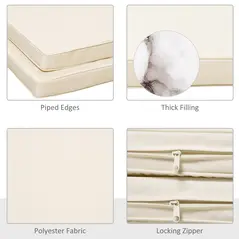 Outsunny Set of 2 Garden Chair Cushions with Ties, 45 x 45 cm Replacement Cushions for Outdoor Furniture, Cream White - 4