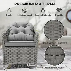 Outsunny Seven-Piece Rattan Dining Set - Light Grey - 7