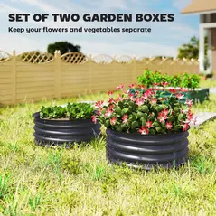 Outsunny Set of 2 Raised Garden Bed, Metal Planter Box with Safety Edging, Easy-to-assemble Stock Tank, Dark Grey - 4