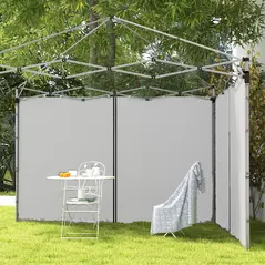 Outsunny Set of Two 3 x 3(m) Replacement Zipped Gazebo Walls - Grey - 8