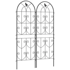 Outsunny Set of 2 Garden Trellis, Metal Fence Panels for Climbing Outdoor Plants, Flowers, 150 x 50cm - 1