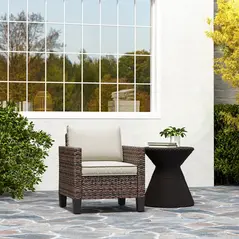 Outsunny Single Rattan Armchair, with Cushions - Brown - 7