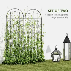 Outsunny Set of 2 Metal Garden Trellis, Decorative Trellis Panels for Climbing Outdoor Plants, Vegetables, Vines, Flowers, 150 x 50 cm, Scrollwork Design - 4