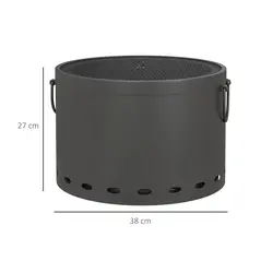 Outsunny Smokeless Fire Pit, 38cm Portable Wood Burning Firepit with Spark Screen and Poker, Low Smoke Camping Bonfire Stove for Garden Patio Picnic, Dark Grey - 3