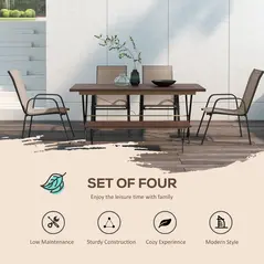 Outsunny Set of Four Stackable Mesh Seat Chairs - Grey - 4