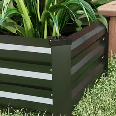 Outsunny Set of Two 100 x 60cm Steel Planter Boxes - Grey - 9