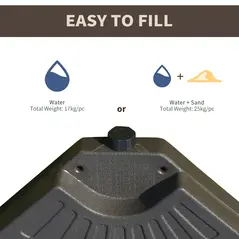 Outsunny Set of 4 Fillable Parasol Weights - 100kg - 6