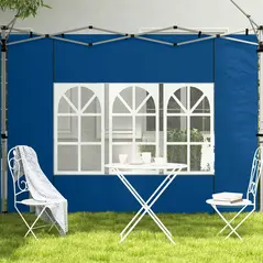 Outsunny Set of 2 Gazebo Side Panels - Blue - 7