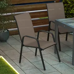 Outsunny Set of Four Stackable Mesh Seat Chairs - Grey - 9