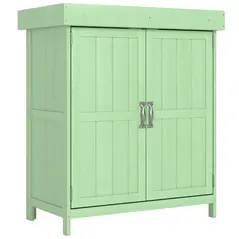 Outsunny Small Shed, Wooden Garden Shed with Openable Hinged Roof and Removable Shelf, 74 x 43 x 88 cm, Light Green - 1