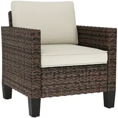Outsunny Single Rattan Armchair, with Cushions - Brown - 1