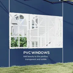 Outsunny Set of Two 3 x 3(m) Gazebo Frame Replacement Walls - Blue - 6