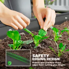 Outsunny Set of Two 181 x 93cm Steel Planters - Dark Grey - 6