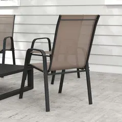 Outsunny Set of Four Stackable Mesh Seat Chairs - Grey - 8