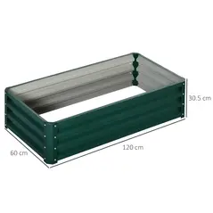 Outsunny Set of 2 Raised Beds for Garden, Galvanised Outdoor Planters for Herbs Vegetables, Use for Patio Balcony, Green - 3