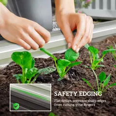 Outsunny Set of Two 110 x 50cm Steel Planter Boxes -  Dark Grey - 6