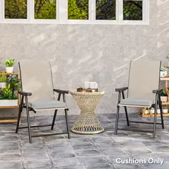 Outsunny Set of Two 45 x 45cm Garden Seat Cushions - Light Grey - 9