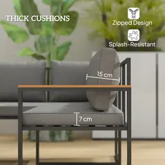 Outsunny Six Piece L Shaped Garden Furniture Set with 3 Loveseats - Natural Wood Finish - 6