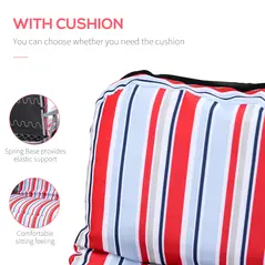 Outsunny Set of 2 Garden Sun Lounger Outdoor Reclining Seat Cushioned Seat Foldable Adjustable Recliner Red and White - 5