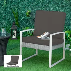 Outsunny Set of 2 Garden Seat and Back Cushion Set, Replacement Cushions for Outdoor Furniture with Seat Cushion and Back Cushion, Dark Grey - 2