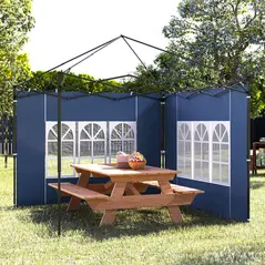 Outsunny Set of Two 3 x 3(m) Gazebo Frame Replacement Walls - Blue - 8