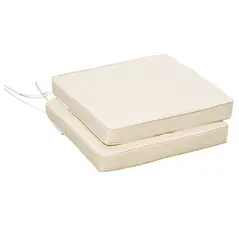 Outsunny Set of 2 Garden Chair Cushions with Ties, 45 x 45 cm Replacement Cushions for Outdoor Furniture, Cream White - 7