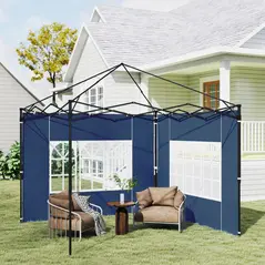 Outsunny Set of Two 3 x 3(m) Gazebo Frame Replacement Walls - Blue - 7